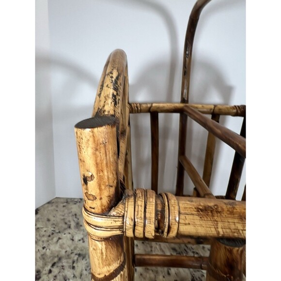 Bamboo Magazine Rack Mid Century‎ Modern Turtle Shell Bamboo Hollywood Regency. - Picture 7 of 15